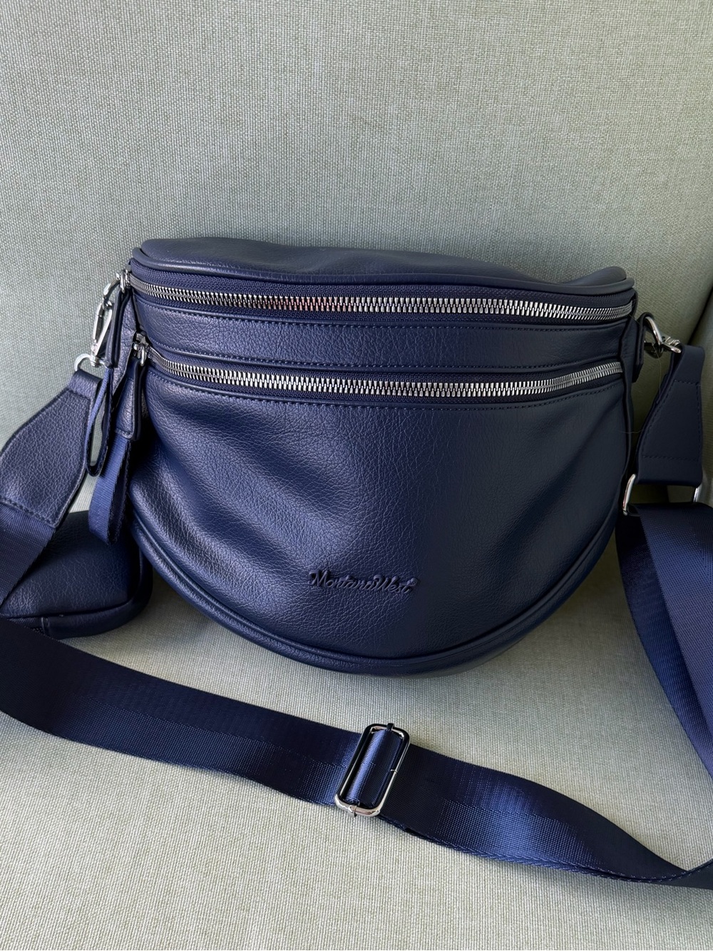 Montana West Navy Vegan Leather Bum/crossbody 11" (L) x 3.5" (W) x 7.5" (H)